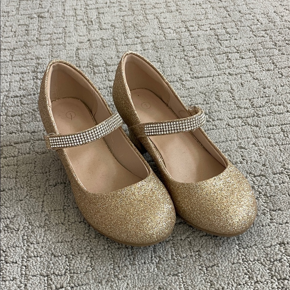 Gold Glitter Kids Mary Jane Shoes